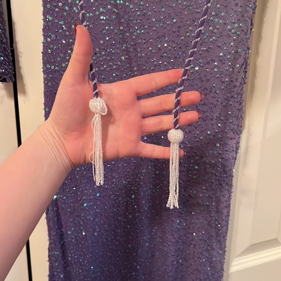 Beaded Long Sleeve Purple Prom/Wedding Guest Gown - Picture 6 of 6